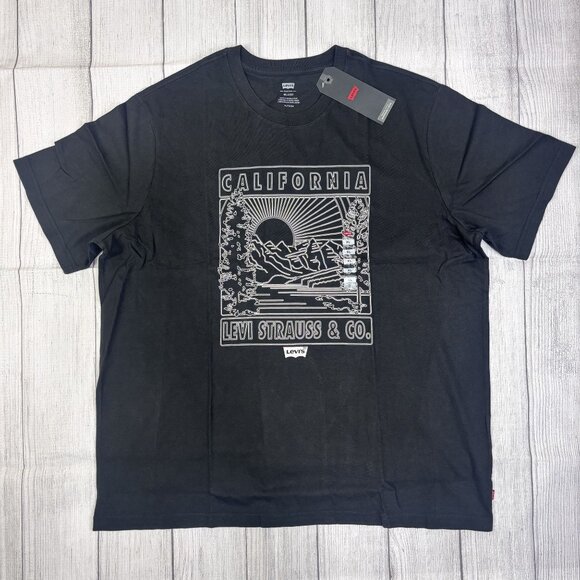 Levis Black California Graphic Mens T-Shirt XL Relaxed Fit 100% Cotton - Picture 2 of 7